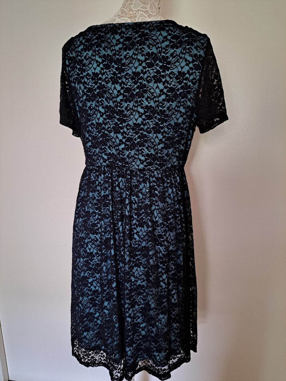 Torrid Black and Teal Lace Dress - Picture 2 of 9